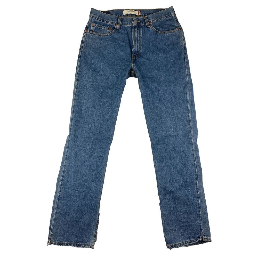 Levi's 512 Jeans Mens Slim Fit Blue Split Hem Size 34x32‎ (33x32.5 Measured)